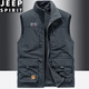 Jeep Spirit Stand-up-Kragenweste für Männer, die Fleece Slim Fit tragen, große Arbeitskleidung Multi-Pocket-Weste mittleren Alters dunkelblau 677A Kurzer Samt plus 2xl