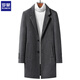 Lomon Wool Coat Men's Casual Business Formal Clothes Wool Coat Jacket LL1931 Gray XL
