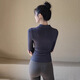 LULU CENTURY Autumn and Winter New Lapel Breasted Yoga Wear Women's Sports Top Slim Fit Long Sleeve Pilates Training Fitness Wear Dark Gray S