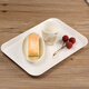 KORDCO tableware melamine tray hotel tray tea tray household water cup tray rectangular cake bread tray imitation porcelain white tray dinner plate white rectangular tray length 38cm*width 28cm*height 2.8cm