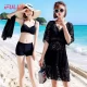 Yifu Bikini Swimsuit Women's Ins Style Three-piece Set Korean Hot Spring Small Fragrant Style Conservative Cover Belly Slim Swimsuit Black XL