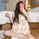 Qiao Mingxinpin (Qiaomomingxinpin) Qiao Mingxinpin Pajamas для женщин для летних подтяжек чисто пузырь