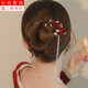 Mengkeduo Red Rose Tassel Hairpin New Chinese Style Ancient Style U-shaped Hairpin Bridal Toast Wear Hairpin High-end Hair Accessory Red Rose Tassel Hairpin Gold