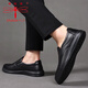 Dragonfly Brand Herrenschuhe Lederschuhe Herrenstil neu atmungsaktiven Männergeschäft Casual Toe-Layer Cowhide Ein Fuß faule Schuhe Daddy Schuhe Männer 6628 Schwarzer Fuß Cover 40