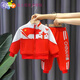 Disney (Disney) children's spring sportswear three-piece set 2025 new male and female baby national fashion spring and autumn fashion Chinese style suit red red flag suit jacket + pants 130 suitable for height 115-125 cm