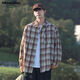 MMOPTOP日系复古长袖格子衬衫男士秋冬季潮流宽松休闲外套6062 咖啡 L