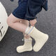 Thin Strips (Xixitiao) modische lässige Eltern-Kind-Wasserstiefel Vier Jahreszeiten Universal INS Trendy Creative Water of Waservoy String-Krawattenstiefel für Frauen Milch gelbe Einzelschicht [kreatives wasserdichtes Spleißen] 40-41