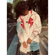 7 best sweatshirts for men's spring and autumn loose hooded cardigan trendy Spider-Man plus velvet thickened versatile couple jacket XDA-699 white L