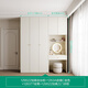 Quanyou Home French Cream Wardrobe Dressing Table Combination Wall-mounted Glass Wardrobe Plus Height Clothes Storage Cabinet Three-Door Wardrobe + Dressing Cabinet + Makeup Mirror + Makeup Stool