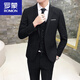 ROMON suit men's three-piece business formal suit professional suit groomsmen groomsmen wedding dress spring navy blue (suit + trousers) 2XL 130-145Jin Jin equals 0.5 kg