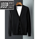 JEEP SPIRIT男装针织开衫男士毛衣外套薄款商务V领毛线衣男春秋冬202 MY9031黑色 M