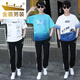 金盾（JINDUN）青少年夏季短袖恤男孩12-15岁初高中学生套装16帅气大童夏装衣服 套装TZ9226款白蓝色 3XL 【135-165斤】