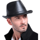 Wild Plum Spring and Autumn Genuine Leather Hat Men's Sheepskin Siren Hat British Big Brim Gentleman Hat Winter Middle-aged and Old Leather Hat Trendy Hat Black 57--58