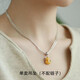 Luoyi 925 silver amber beeswax cat pendant necklace exquisite pendant new Chinese style random buckle pendant clavicle chain beeswax pendant + 925 silver necklace