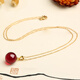 Qixuan beeswax bead clavicle chain chicken oil yellow old honey amber pendant burgundy blood amber clavicle necklace women's neck chain pendant 20mm red blood amber bead pendant + black leather rope
