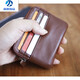Mzxm allemand de qualité importée en cuir bleu en cuir masculin en cuir authentique mini-portefeuille petite pièce de pièces de monnaie pour cartes de cartes de cartes de cartes de fermeture éclair