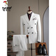 Woodpecker (TUCANO) double-breasted striped suit men's suit casual groom wedding dress business slim suit suit men 6831 black stripes (suit + trousers) 52/XL (125-135Jin Jin equals 0.5 kg)