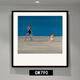 Linger Impression Niche Art Painting Nordic Style Small and Fresh Living Room Decoration Painting Restaurant Mural Blue Sea Landscape Hanging Painting GM795 50X50cm Single-Photos - Black Picture Frame