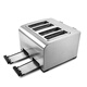 Tenfly Toaster Toaster Stainless Steel Double-Slice Toaster Home Desktop Toaster Commercial Double-Slice Toaster Touch Control Model for Home and Commercial Use Widened 4-Slice Bread Slot Contains Practical 2-piece Set