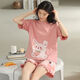 Pei Shiyan high-quality cotton pajamas for women in summer short-sleeved two-piece set cartoon sweet summer thin style can be rose color a9859 shorts XL 115-135Jin [Jin equals 0.5 kg]