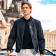 
Mr. Bu skin-friendly hooded cardigan 2025 autumn machine washable solid color wool t-shirt men's PT15568 piano black S (165)
