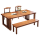 Neuer chinesischem Stil Wohnzimmer Großer langer Schreibtisch Esstisch großer Tisch einfache Mahlholz Multi-Personen-Leseetisch Workbench CR9901# Walnuss-Farbtisch + Bent Back Stuhl*2 no 200x80x75cm