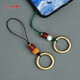 Chujia pure brass ring mobile phone ring buckle metal universal dust plug pendant USB pendant anti-lost lanyard handmade jewelry green agate peace ring