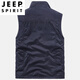 JEEP SPIRIT户外马甲男春秋新款工装多口袋背心夏季轻薄休闲立领摄影外套 7009灰色两面穿  加绒 2XL