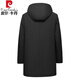 Pierre Cardin parka men's full mink mink liner mink sleeves fur integrated fur hooded mid-length mink coat black - imported light gray mink mink sleeves 5XL 180-210Jin Jin equals 0.5 kg