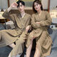 Catman (MiiOW) waffle high-end bathrobe couples solid color nightgown spring and autumn summer universal long-sleeved integrated bathrobe ZBB-2229 black men XL _125-150Jin [Jin equals 0.5 kg]