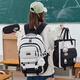 
Youth is the best time to reduce burden and protect the spine schoolbag for women with super large capacity junior high school schoolbag for five and sixth grade schoolbag for primary school students with high appearance 9905 black three-piece set