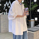 Kaduton 7-quarter sleeve shirt men's summer thin fashion brand design loose half-sleeved shirt dk uniform top casual jacket white 2XL
