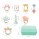 Bainshi baby toys 0-1 years old baby toys newborn hand rattle teether soothing toys can be boiled and sterilized 8-piece set B269 [with storage box]