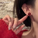 Lnieer Ancora red temperament geometric square earrings for women, high-end simple earrings, autumn and winter fashion earrings 925 silver needles, Ancora red square earrings, S925 silver needles
