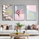 Gemälde von Dafen Nordic Wohnzimmer Dekoration Gemälde Einfache moderne Sofa Hintergrund Wanddekoration Hängende Gemälde Kleine frische Triptychon-grüne Pflanzen Wandgemälde 6736-s/63502/12859 50*70 Klassische schwarze Rahmenöl Leinwand Bild