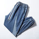 Fei Shimi Fatty New Elastic Waist Jeans Men's Elastic Loose Plus Fat Plus Large Size Fatty Body Tight Foot Nine-Cross Pants xf-9906# Blue Gray 3XL 170-190Jin[Jin equals 0.5 kg]