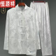 Hengyuanxiang middle-aged and elderly Tang suit men's spring and summer Hanfu grandpa thin Chinese windbreaker Dad retro silky suit light gray XL reference about 125-140