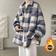 XUANSENTU (XUANSENTU) striped woolen jacket men's spring and autumn style small fragrance style handsome trendy brand loose workwear plaid jacket autumn CT22 khaki cotton thickened XL (180) (145Jin Jin equals 0.5kg to 165Jin Jin equals 0.5kg can be worn)