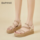Daphne (DAPHNE) Roman sandals 2025 women's new summer rhinestone strap heel thick sole small sponge cake shoes women's shoes beige 38