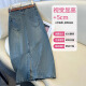 GCRZW denim skirt for women summer 2024 new style mid-length skirt retro a-line slit pear-shaped figure hip skirt nostalgic blue - free belt 29/XL (recommended 120-130Jin [Jin equals 0.5 kg])