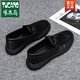 Offizielle Woodpecker offizielle vierjährige neue schwarze Lederschuhe für lässige Faulpersonen für Männer, die weiche alleinige trendige und vielseitige britische Bohnen M9901 Black plus Fleece Flaggschiff 39 pedal