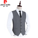 Pierre cardin suit vest men's spring and autumn new business casual single vest men's vest horse clip trendy large size gray five-bar pocket model XL