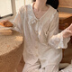 浪莎金丝绒睡衣女秋季女款2025新款长袖长裤甜美公主风花边春夏款夏季 SMSD-9925 M (建议80-100斤)