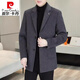 皮尔卡丹（pierre cardin）高档双面羊毛呢大衣男西装领围巾脱卸羽绒内胆男士羊毛呢外套男 黑色【72羊毛+可脱卸羽绒内胆】 L 【121-140斤】