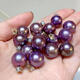 Jinshitong round Tahitian purple bright pearl pendant princess style single clavicle chain 925 silver gold-plated 12-12mm