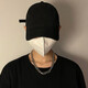 Bonaling big head hat men's trendy baseball hat men's pure color couple Han bend brim showing face small duckball cap men's hat women solid color baseball cap [black] XL plus size (58-62cm) adjustable