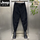 JEEP SPIRIT autumn and winter new trousers men's thin velvet thickened trousers with Martin boots harem pants Velcro casual pants black plus velvet 34 165-175Jin Jin is equal to 0.5 kg