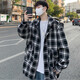 Yuexiang Fatty Plaid Plus Fleece Jacket Men's Large Size Casual Lazy Style Top National Trend Ins Winter Korean Lapel Jacket White 3XL