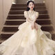 Hanyu high school student adult dress female 18 years old high-end dinner party niche art test performance high-end host dress 033 champagne M