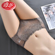 LangSha lace antibacterial underwear for women sexy mid-waist without marks for women new style pure cotton crotch large size pure erotic underwear skin color + lotus root pink + gray blue L 115-135Jin [Jin equals 0.5 kg]